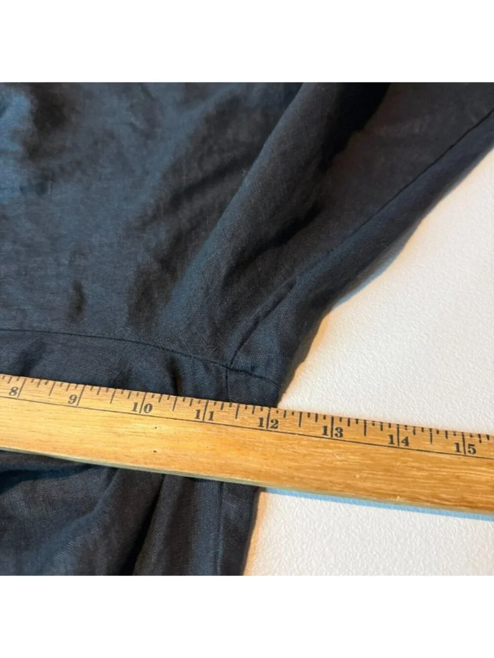 Quince Women M 100% Linen Pajama Pants Pull On Black Stretch Waist Breathable